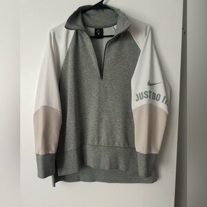 Nike Gray and White Cowl Neck Sweater